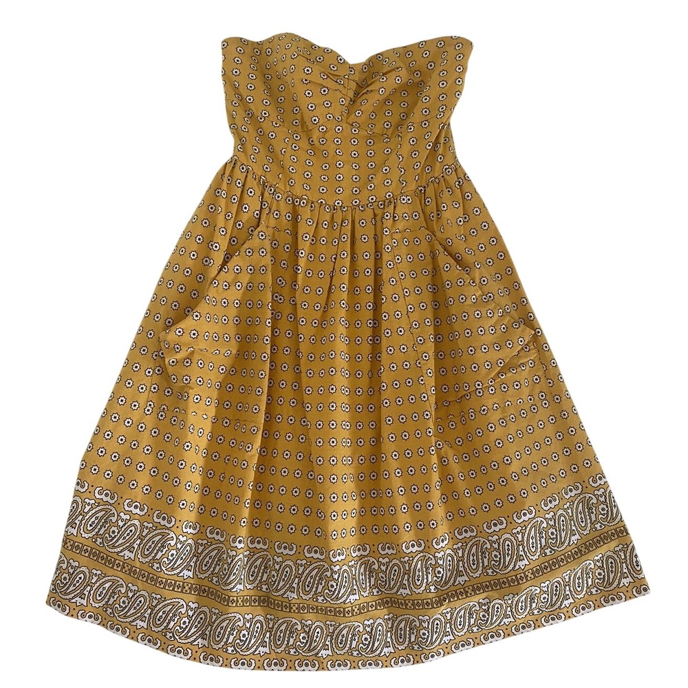 Girls from Savoy Dress Womens 2 Yellow Anthropologie Paisley‎ Bandana Print